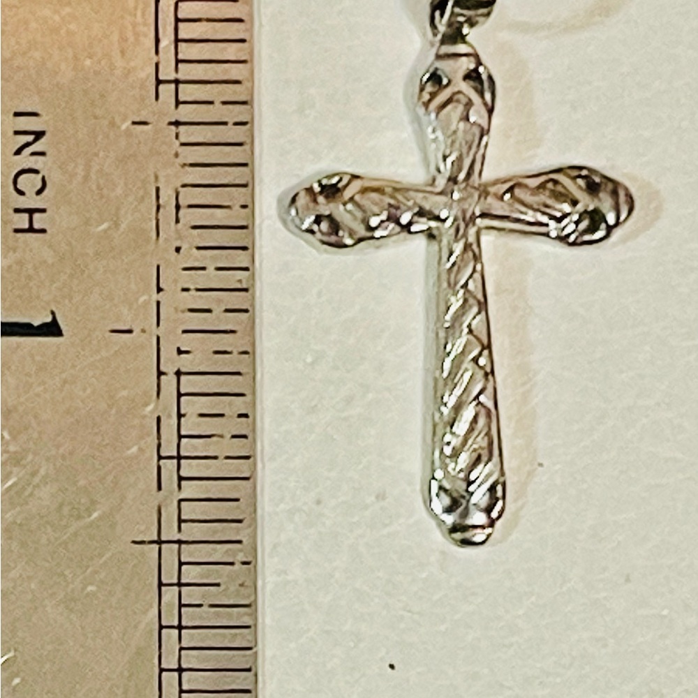 Vintage Pendant Sterling Silver 925 Diamond Cut Cross Amulet - Picture 2 of 4